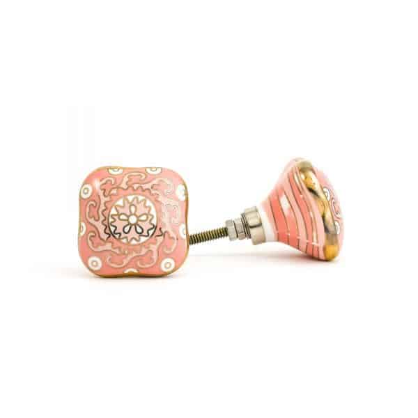 DSC 1744 Pink square and gold ceramic knob