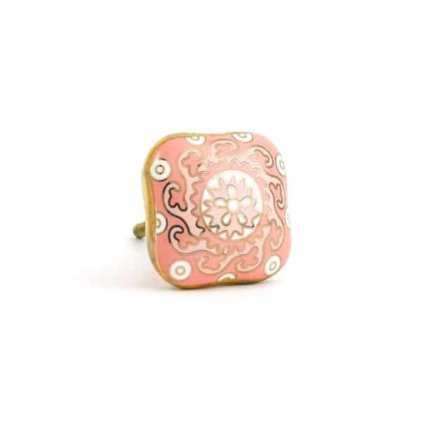 DSC 1746 Pink square and gold ceramic knob