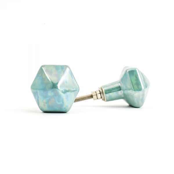 DSC 2899 Green pearled hexagon ceramic knob