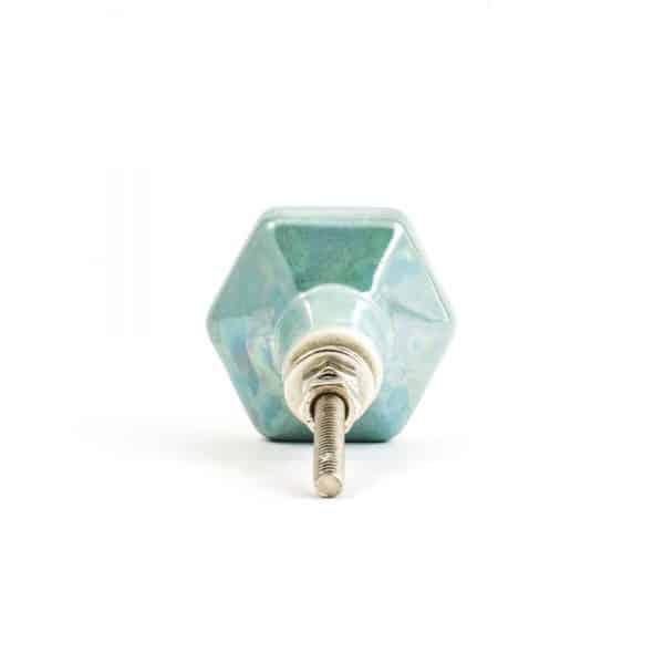 DSC 2904 Green pearled hexagon ceramic knob