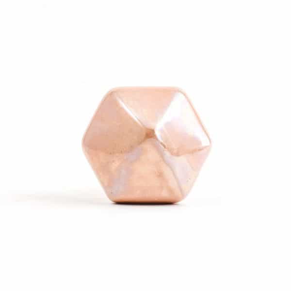 DSC 2909 Peach pearled hexagon ceramic knob