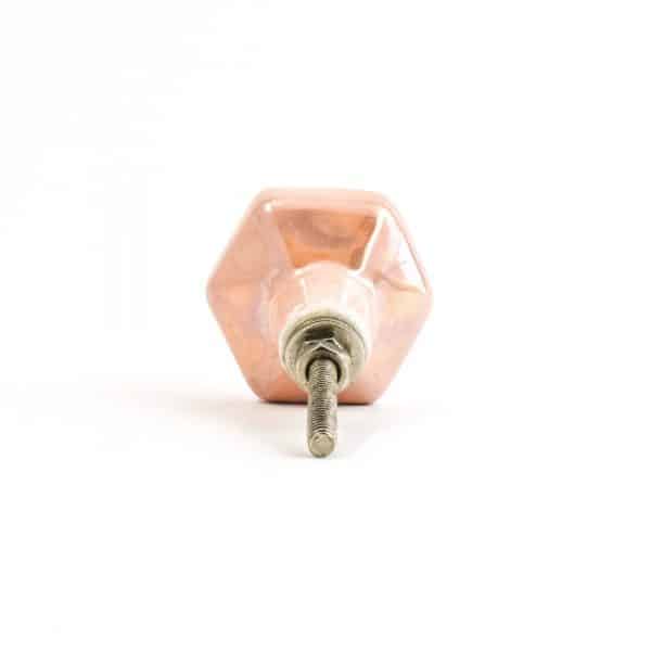 DSC 2912 Peach pearled hexagon ceramic knob