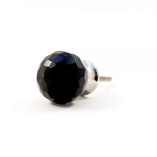 black geo glass knob 10