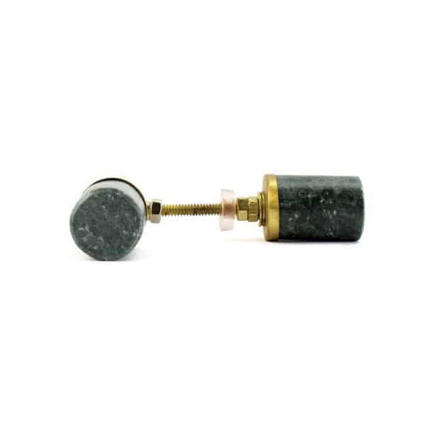 Green Granite and Brass Cylinder Knob K 000021 5