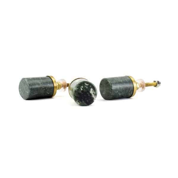 Green Granite and Brass Cylinder Knob K 000021 8